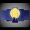 fox rabbit moon - Cartoon 5 Panel Canvas Art Wall Decor