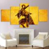 framed comic fighter - Gaming 5 Panel Canvas Art Wall Decor