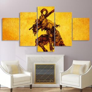 framed comic fighter - Gaming 5 Panel Canvas Art Wall Decor