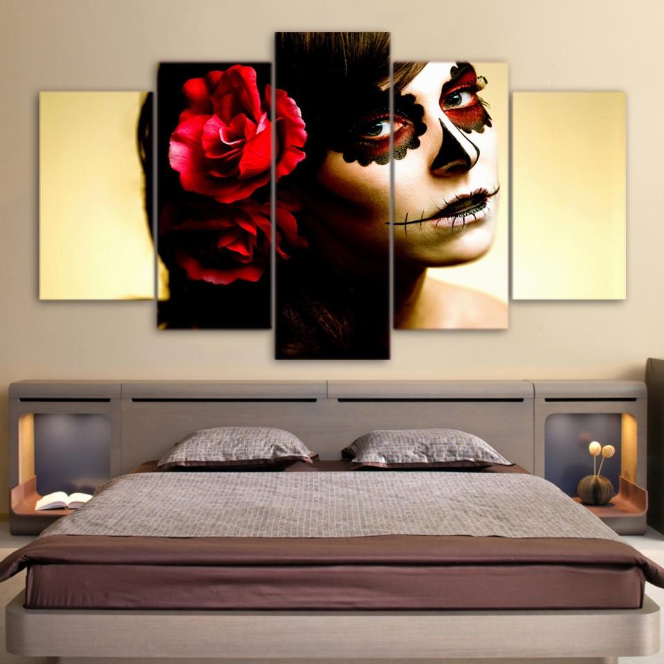 framed dia de os muertos makeup - Abstract 5 Panel Canvas Art Wall Decor framed dia de os muertos makeup - Abstract 5 Panel Canvas Art Wall Decor