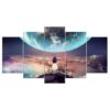 girl abstract city scenery lonely - Abstract 5 Panel Canvas Art Wall Decor