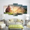 girl sailing kayak canoeing - Sport 5 Panel Canvas Art Wall Decor