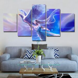 goddess and angel bird - Abstract 5 Panel Canvas Art Wall Decor