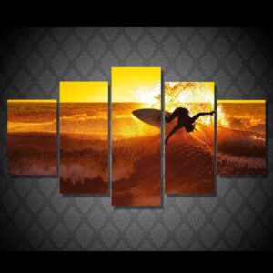 golden waves - Sport 5 Panel Canvas Art Wall Decor