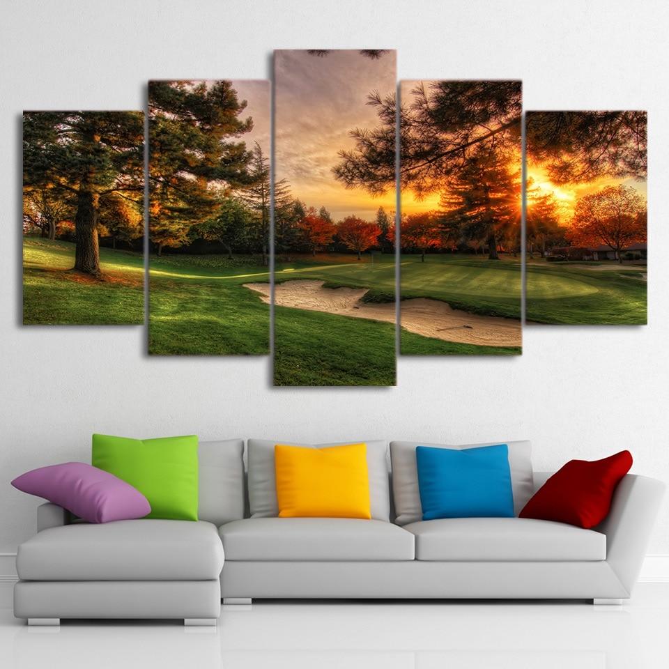 golf crouse trees sunset - Nature 5 Panel Canvas Art Wall Decor golf crouse trees sunset - Nature 5 Panel Canvas Art Wall Decor