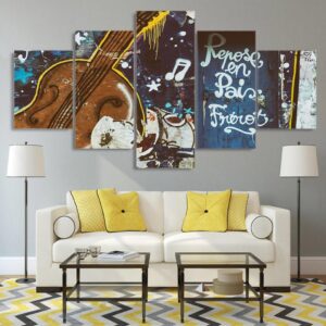 graffiti guitar 01 - Abstract 5 Panel Canvas Art Wall Decor