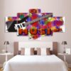 guitar prints music graffiti - Music 5 Panel Canvas Art Wall Decor