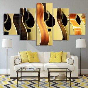 guitars display - Music 5 Panel Canvas Art Wall Decor
