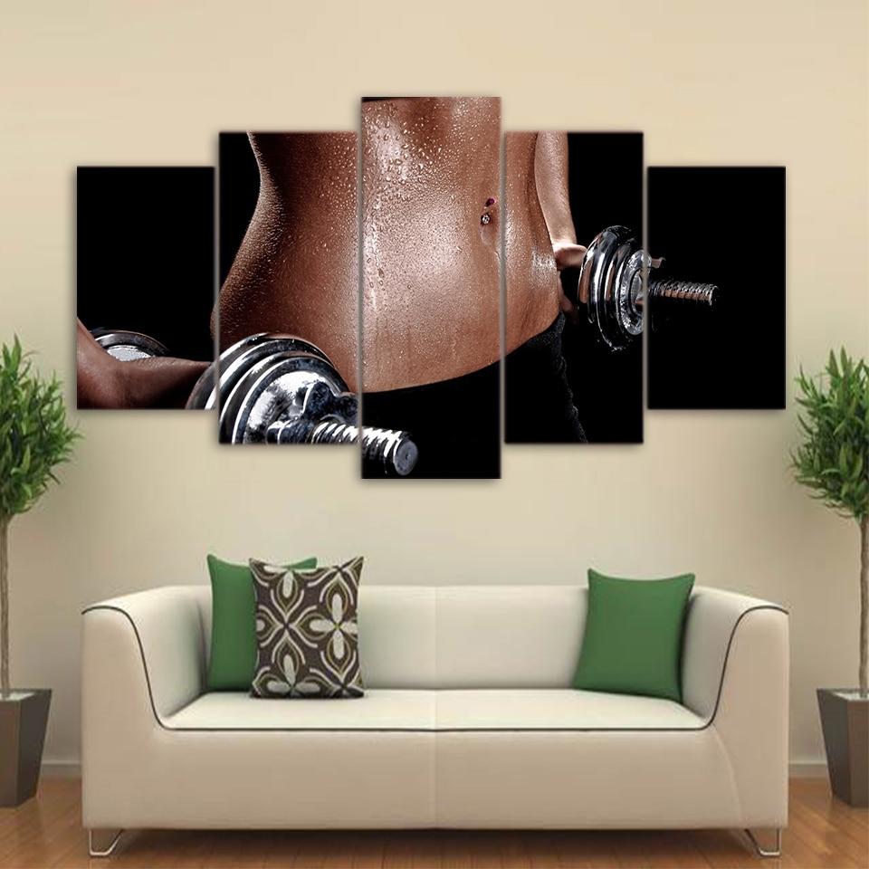 gym dumbbells fitness perspiration - Sport 5 Panel Canvas Art Wall Decor gym dumbbells fitness perspiration - Sport 5 Panel Canvas Art Wall Decor