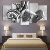 gym dumbells fitness equipment - Sport 5 Panel Canvas Art Wall Decor