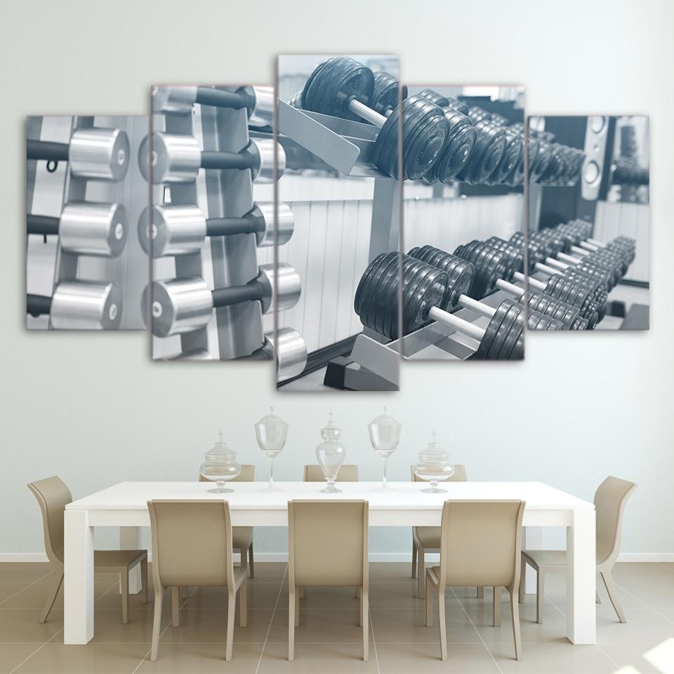 gym equipment dumbbell - Sport 5 Panel Canvas Art Wall Decor gym equipment dumbbell - Sport 5 Panel Canvas Art Wall Decor