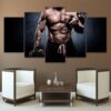 gym man fitness muscle barbell - Sport 5 Panel Canvas Art Wall Decor