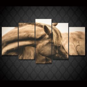 horses neck head - Animal 5 Panel Canvas Art Wall Decor