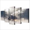 house snow forest sunshine - Nature 5 Panel Canvas Art Wall Decor