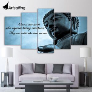 huge buddha statue Zen - Religion 5 Panel Canvas Art Wall Decor