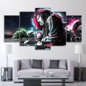 huge buddha statue crash landed - Religion 5 Panel Canvas Art Wall Decor