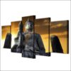 huge stone buddha statue - Religion 5 Panel Canvas Art Wall Decor