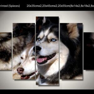 husky dogs - Animal 5 Panel Canvas Art Wall Decor