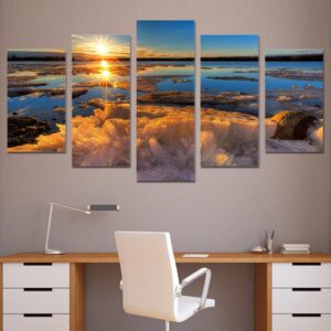 iceberg sun - Space 5 Panel Canvas Art Wall Decor