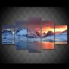 iceland jkulsrln aurora - Nature 5 Panel Canvas Art Wall Decor