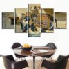 indian elephant - Animal 5 Panel Canvas Art Wall Decor
