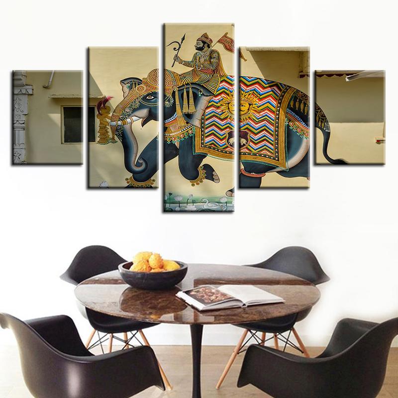 indian elephant - Animal 5 Panel Canvas Art Wall Decor indian elephant - Animal 5 Panel Canvas Art Wall Decor