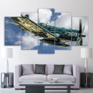 jet aircraft vintage plane - Aircraft 5 Panel Canvas Art Wall Decor