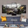 jungle lion - Animal 5 Panel Canvas Art Wall Decor