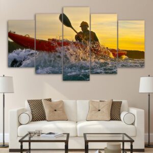 kayak canoeing water spray - Sport 5 Panel Canvas Art Wall Decor