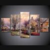 lamplight lane scenery - Nature 5 Panel Canvas Art Wall Decor