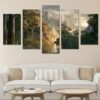 landscape mountain forest clouds - Nature 5 Panel Canvas Art Wall Decor