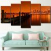 last call hudson river - Nature 5 Panel Canvas Art Wall Decor