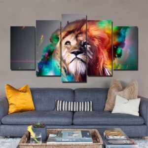leo Lion constellation zodiac space galaxy - Animal 5 Panel Canvas Art Wall Decor