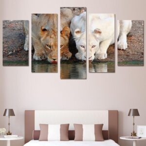 leopard 06 - Animal 5 Panel Canvas Art Wall Decor