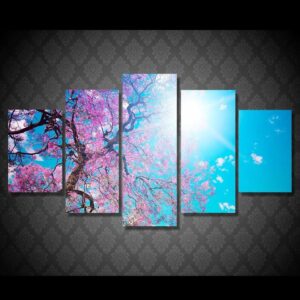 leto sakura solnce luchi - Nature 5 Panel Canvas Art Wall Decor