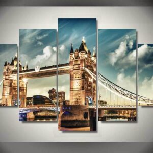 london tower bridge england 01 - Nature 5 Panel Canvas Art Wall Decor