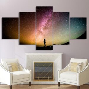 look up at the starry sky - Nature 5 Panel Canvas Art Wall Decor