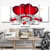 love Red Heart - Abstract 5 Panel Canvas Art Wall Decor