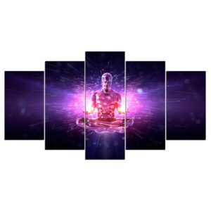 man purple Handheld flame - Religion 5 Panel Canvas Art Wall Decor