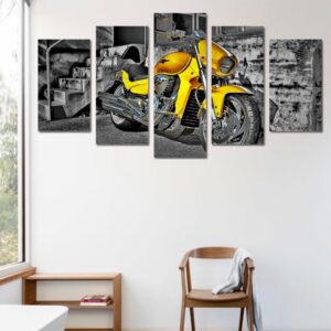motorcycle Gold - Automative 5 Panel Canvas Art Wall Decor