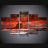 mountains volcano sea ocean - Nature 5 Panel Canvas Art Wall Decor