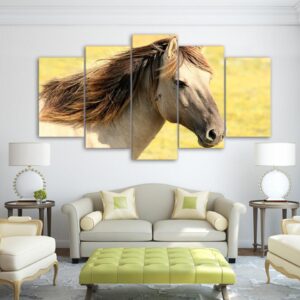 nature pasture mane horse - Animal 5 Panel Canvas Art Wall Decor