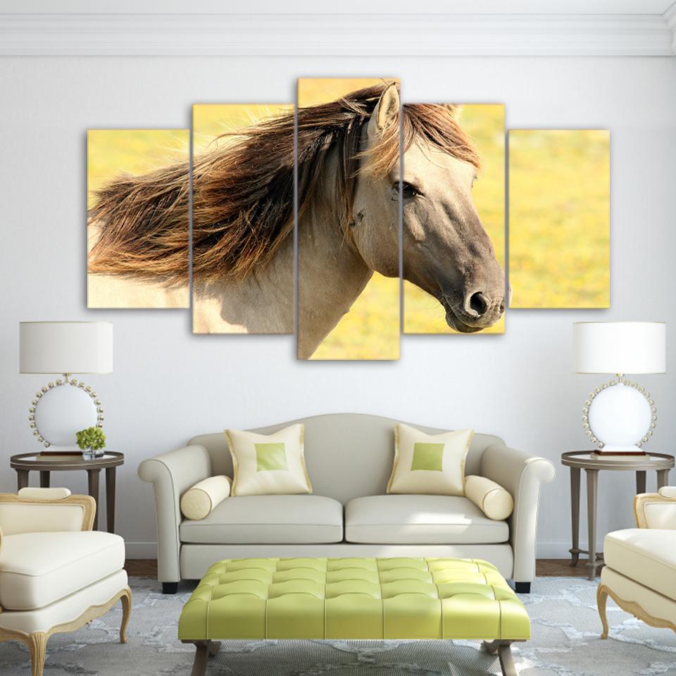 nature pasture mane horse - Animal 5 Panel Canvas Art Wall Decor nature pasture mane horse - Animal 5 Panel Canvas Art Wall Decor