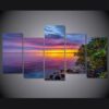 nature sunset sky sea ocean - Space 5 Panel Canvas Art Wall Decor
