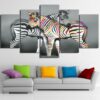 netherlands zebra black colorful - Animal 5 Panel Canvas Art Wall Decor