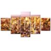 new york city bright lights at night - Nature 5 Panel Canvas Art Wall Decor