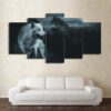 night wolf in forest - Animal 5 Panel Canvas Art Wall Decor