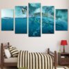 ocean turtle 1 - Animal 5 Panel Canvas Art Wall Decor