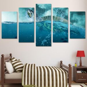 ocean turtle 1 - Animal 5 Panel Canvas Art Wall Decor