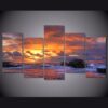 ocean wave blue sea sky 1 - Nature 5 Panel Canvas Art Wall Decor